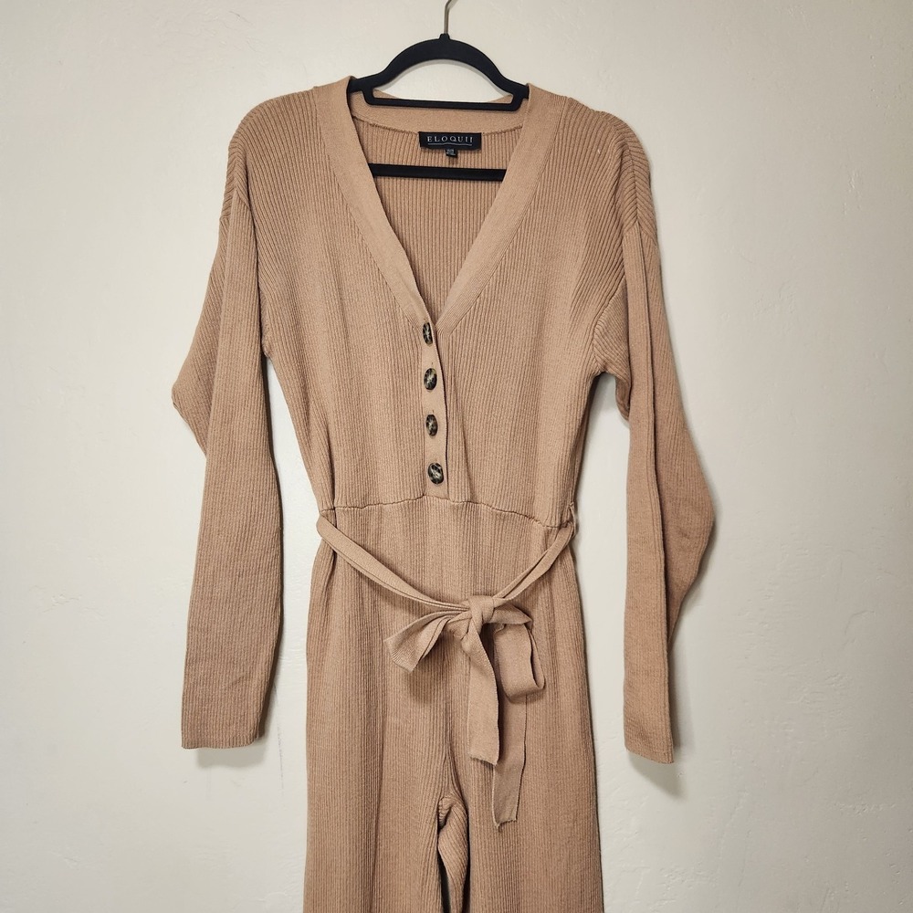Eloquii Brown Sweater Jumpsuit Tied Waste Size‎ 14/16 - Picture 3 of 6